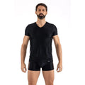 T-Shirt Noir Masculin Résille Brodée Sensuel