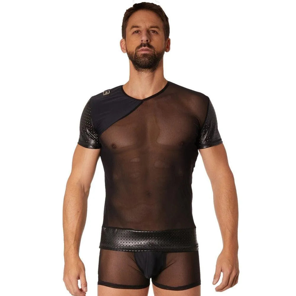 T-Shirt Noir Transparent Lingerie Masculine