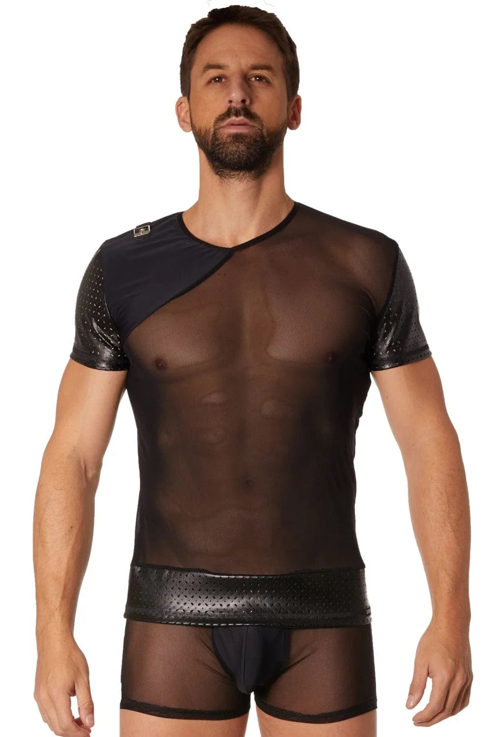 T-Shirt Noir Transparent Lingerie Masculine