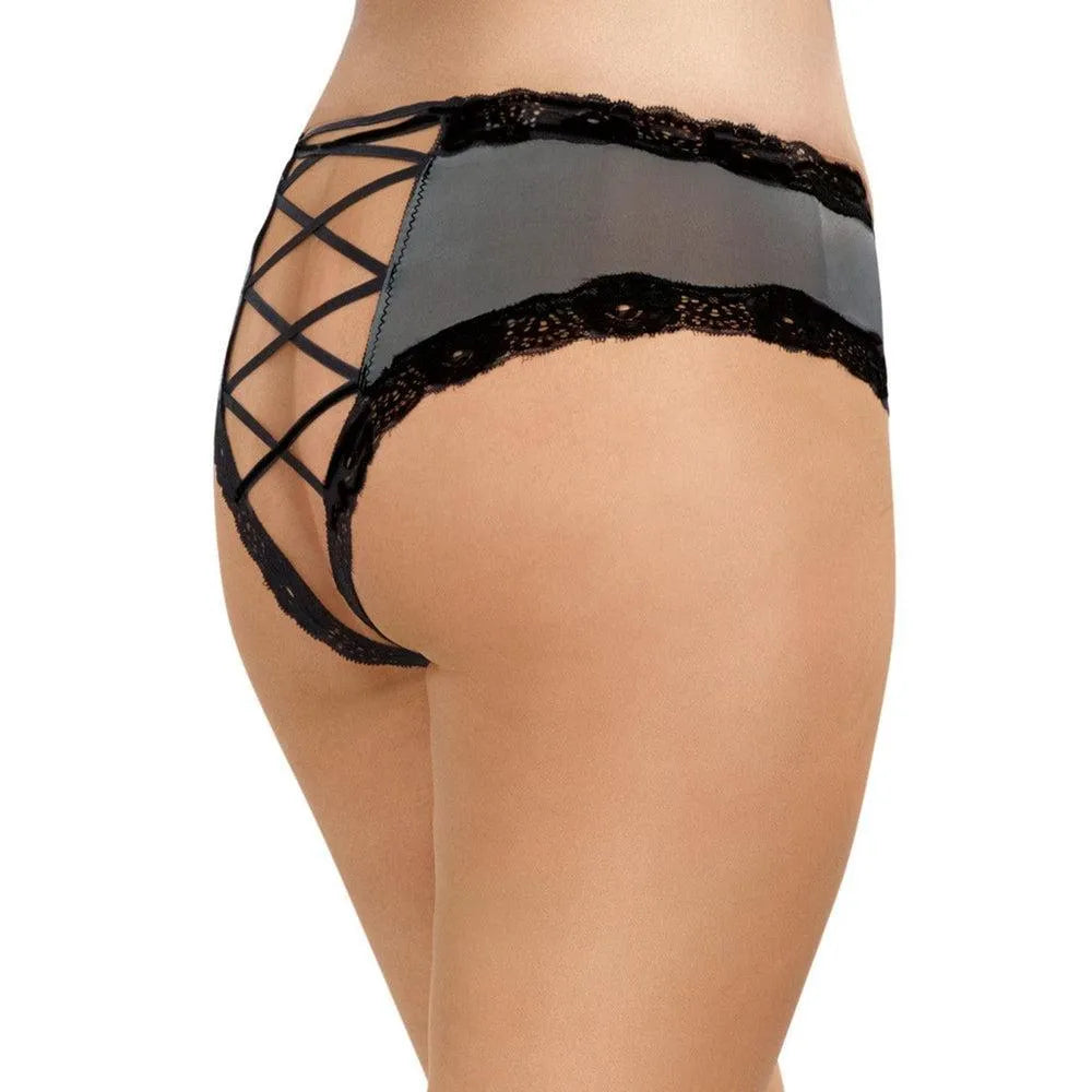 Tanga Grande Taille Gris Satiné Dentelle