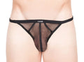 Tanga Noir Transparent À Bandes Opaques