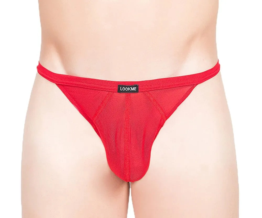 Tanga Rouge Transparent Bandes Opaques