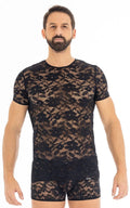 Tee-Shirt En Dentelle Noir Femme Élégant