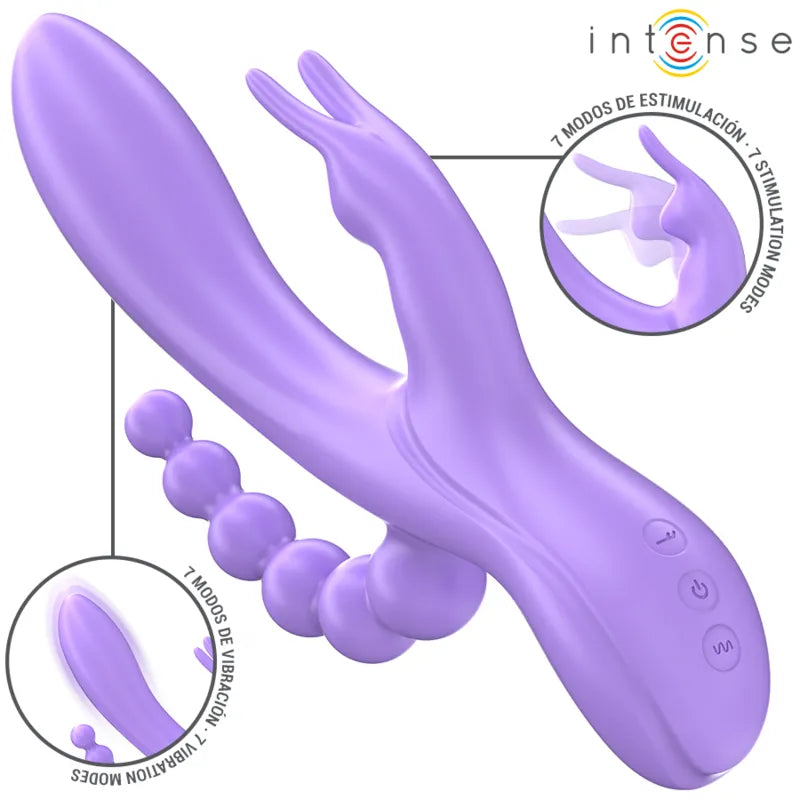 Triple Vibromasseur Silicone Stimulation Complète