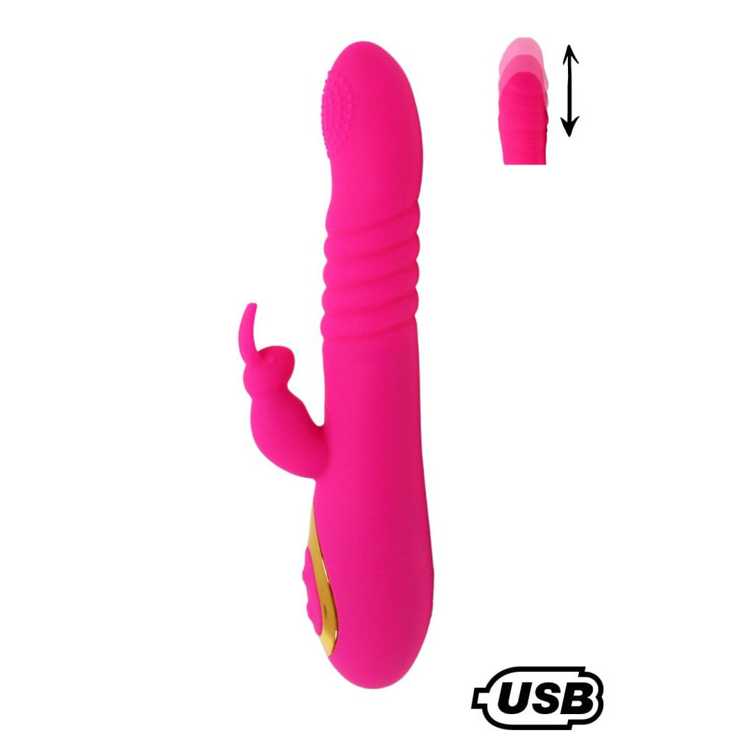 TWIST 2 Rose, Vibromasseur Rabbit "va-et-vient" USB en silicone médical, doté de 18 modes de stimulation - BQ587PNK