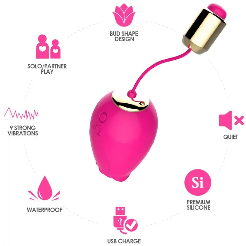 Œuf Vibrant Silicone Étanche Rechargeable 9 Modes