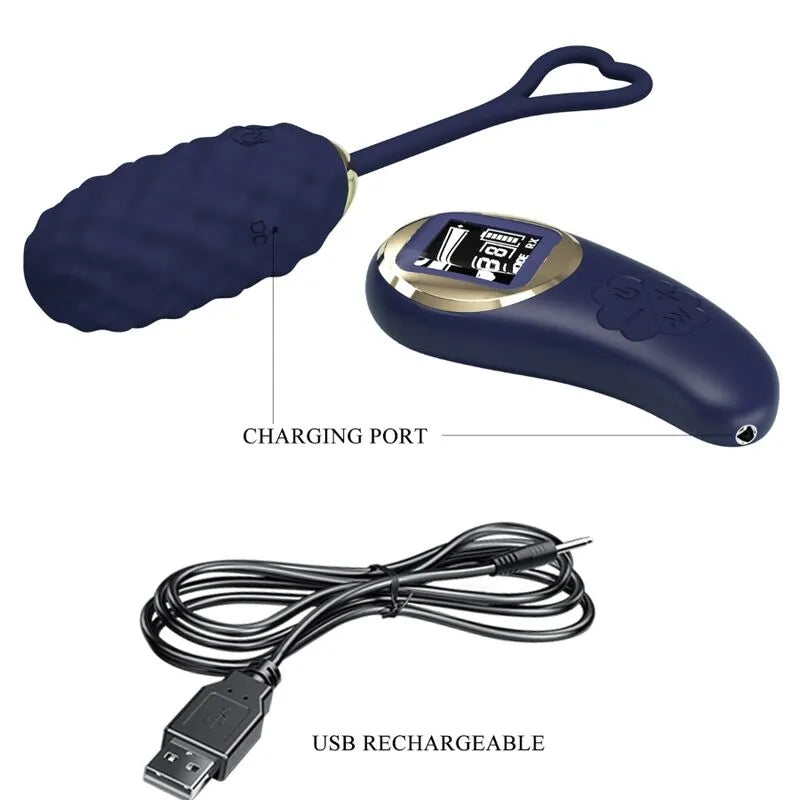 Œuf Vibrant Télécommandé Silicone Bleu