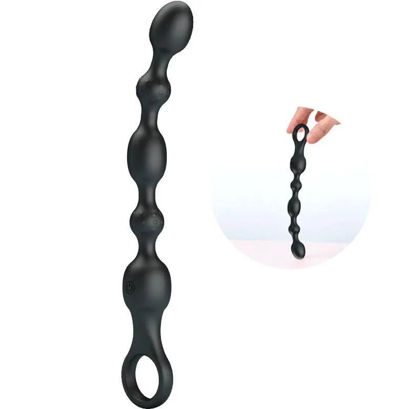 Vibromasseur Anal Perlé Silicone Noir Rechargeable