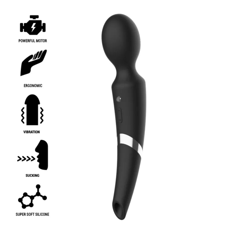 Vibromasseur Baguette Silicone Ergonomique Black&Silver™