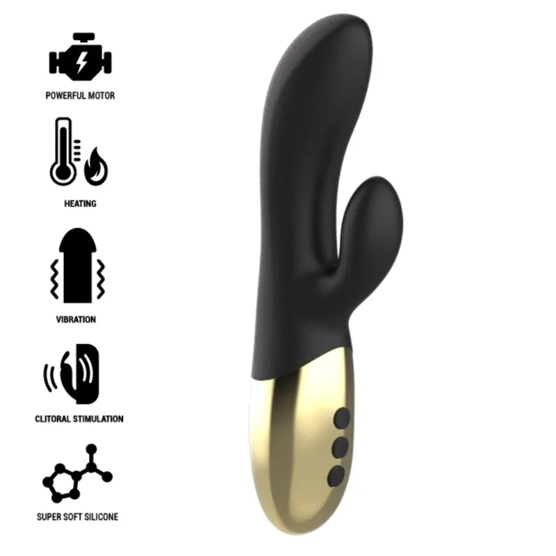 Vibromasseur Chauffant Silicone Noir Or