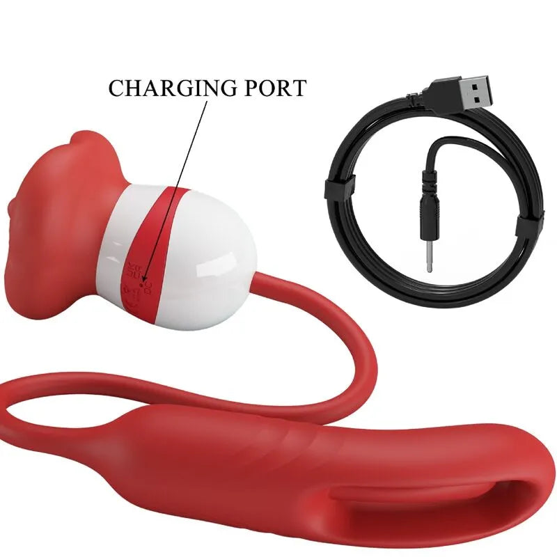Vibromasseur Clitoridien Rose Rouge Silicone Réaliste