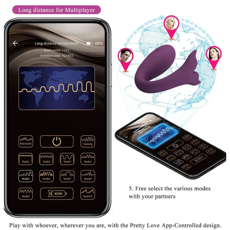 Vibromasseur Couple Rechargeable Violet Silicone