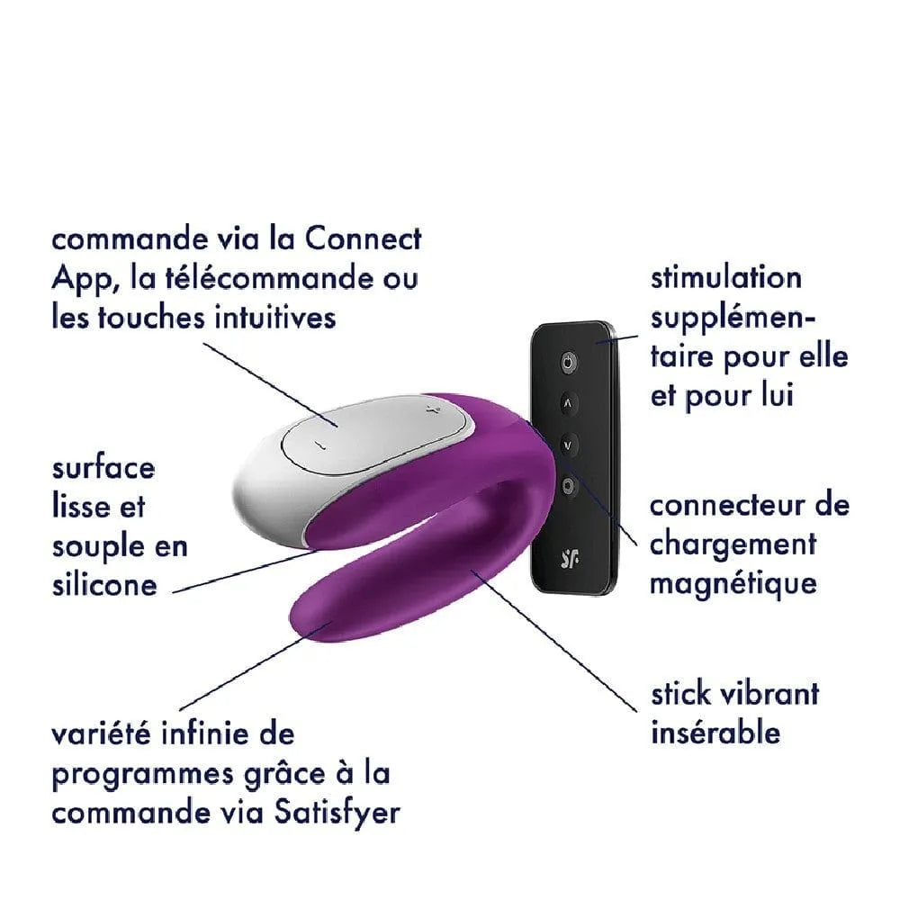 Vibromasseur Couple Violet Usb Télécommande