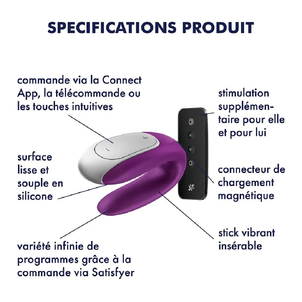 Vibromasseur Couple Violet Usb Télécommande