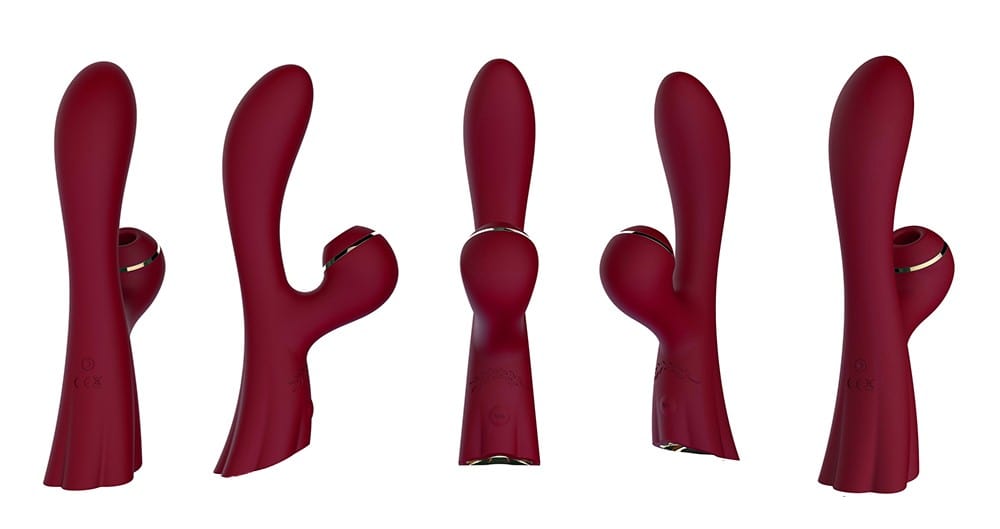 Vibromasseur double stimulation point G et clitoris par succion rouge USB - FAIRYRED