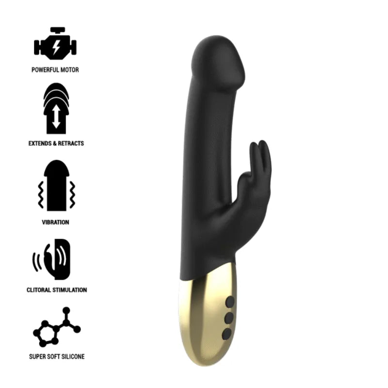 Vibromasseur Lapin Silicone Noir Or Luxueux