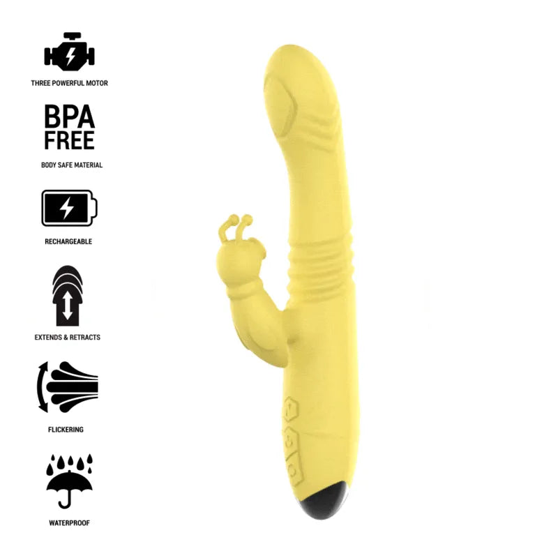 Vibromasseur Multifonction Étanche Jaune Rechargeable