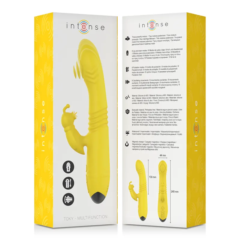 Vibromasseur Multifonction Étanche Jaune Rechargeable