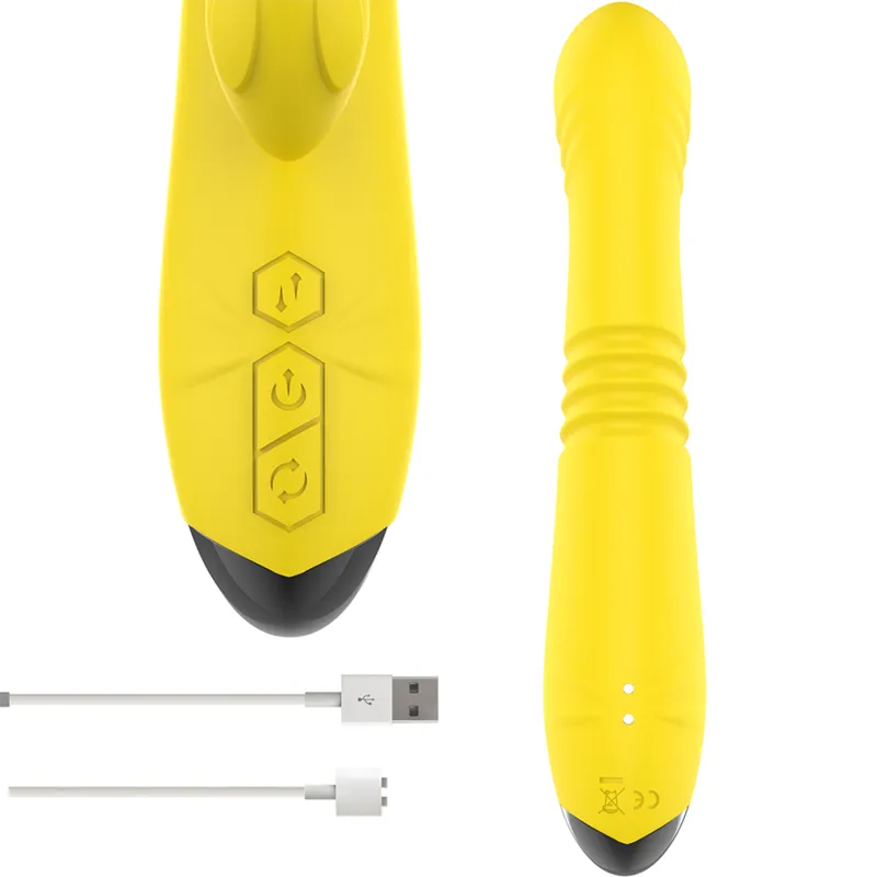 Vibromasseur Multifonction Étanche Jaune Rechargeable