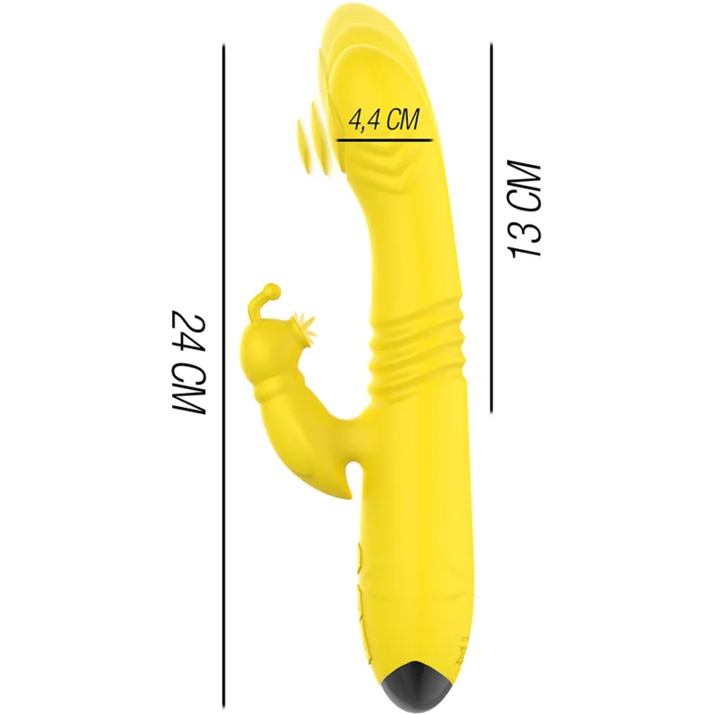 Vibromasseur Multifonction Étanche Jaune Rechargeable