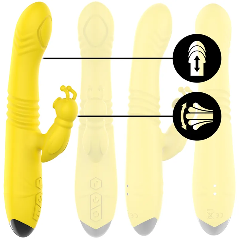 Vibromasseur Multifonction Étanche Jaune Rechargeable
