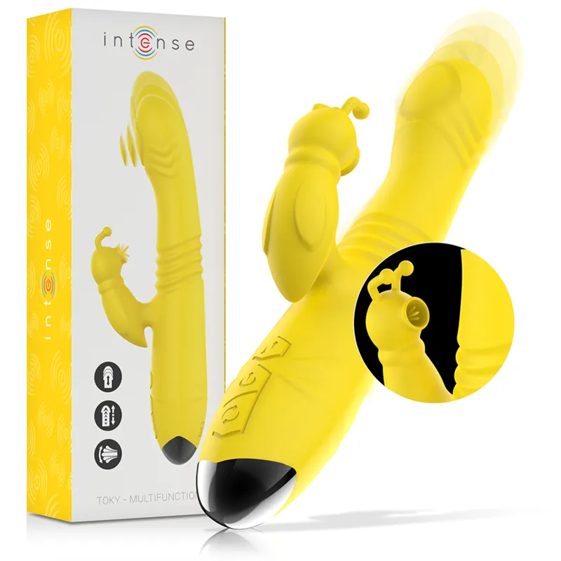 Vibromasseur Multifonction Étanche Jaune Rechargeable