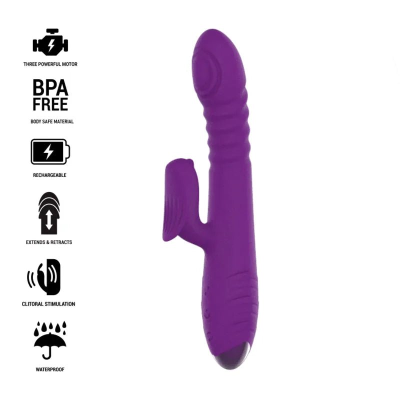 Vibromasseur Multifonction Violet Rechargeable Avec Stimulateur Clitoridien