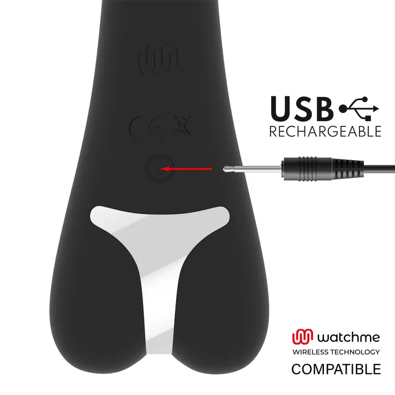 Vibromasseur Noir En Silicone Rechargeable Watchme