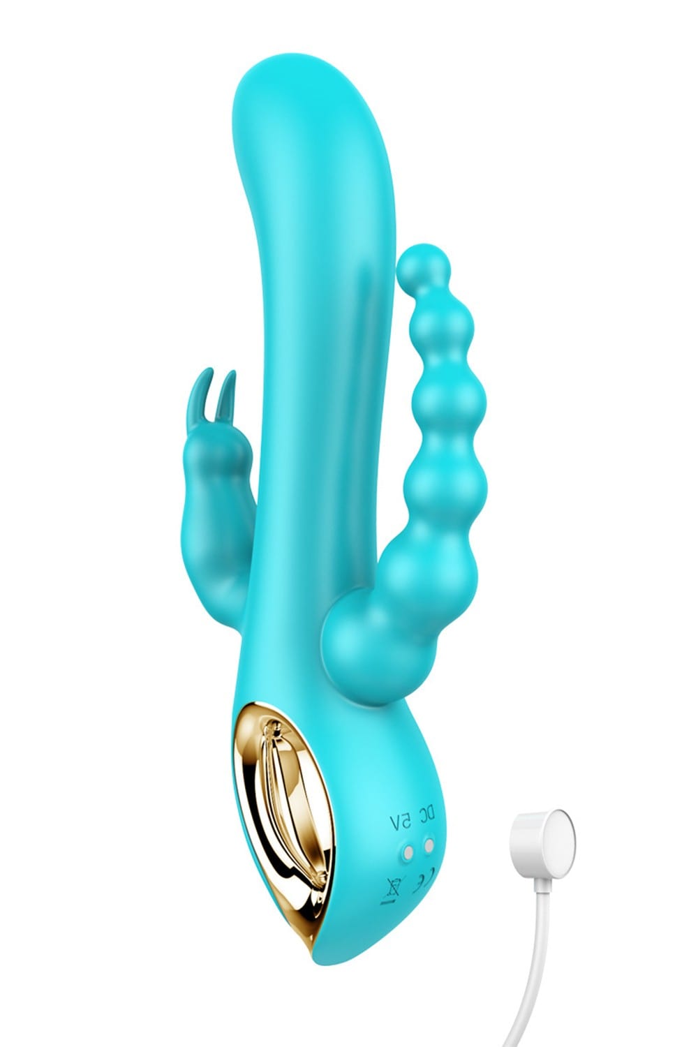 Vibromasseur rabbit  bleu  avec chapelet vibrant - TOZ-024BLU