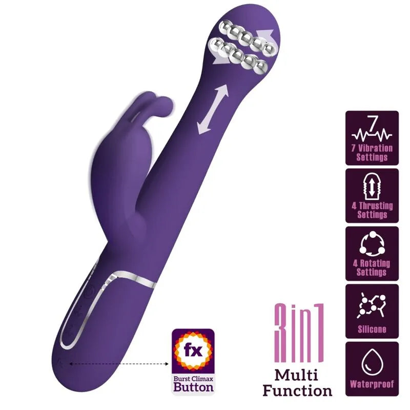 Vibromasseur Rabbit Silicone Violet Rechargeable