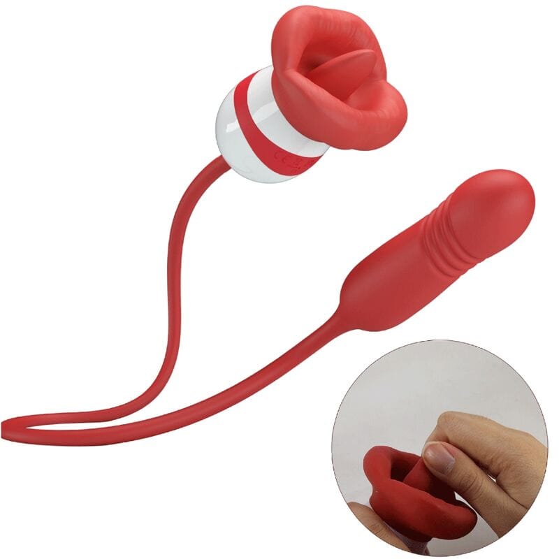 Vibromasseur Rouge Langue Léchage Silicone Rechargeable