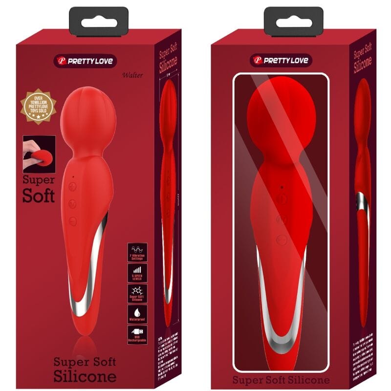 Vibromasseur Silicone Doux 7 Vibrations Rouge