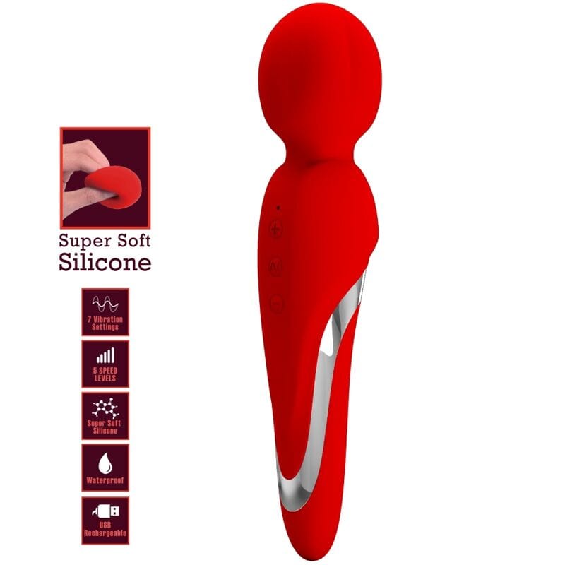 Vibromasseur Silicone Doux 7 Vibrations Rouge