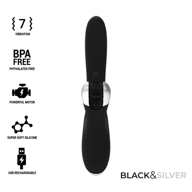 Vibromasseur Silicone Puissant Clitoridien Black&Silver