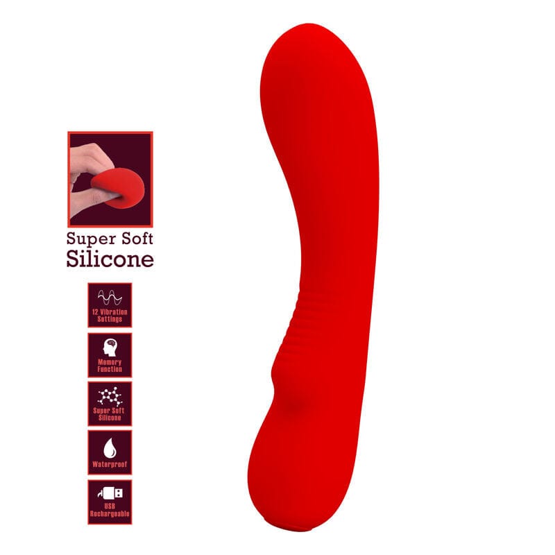 Vibromasseur Silicone Rechargeable 12 Vibrations Rouges