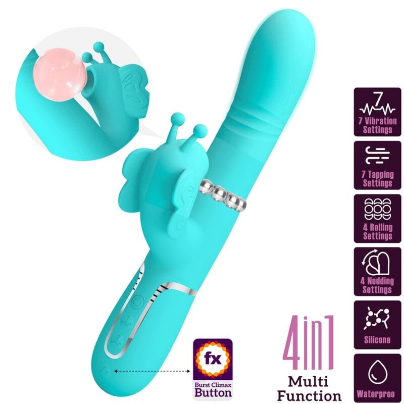 Vibromasseur Silicone Vert Aqua Multi-Fonctions