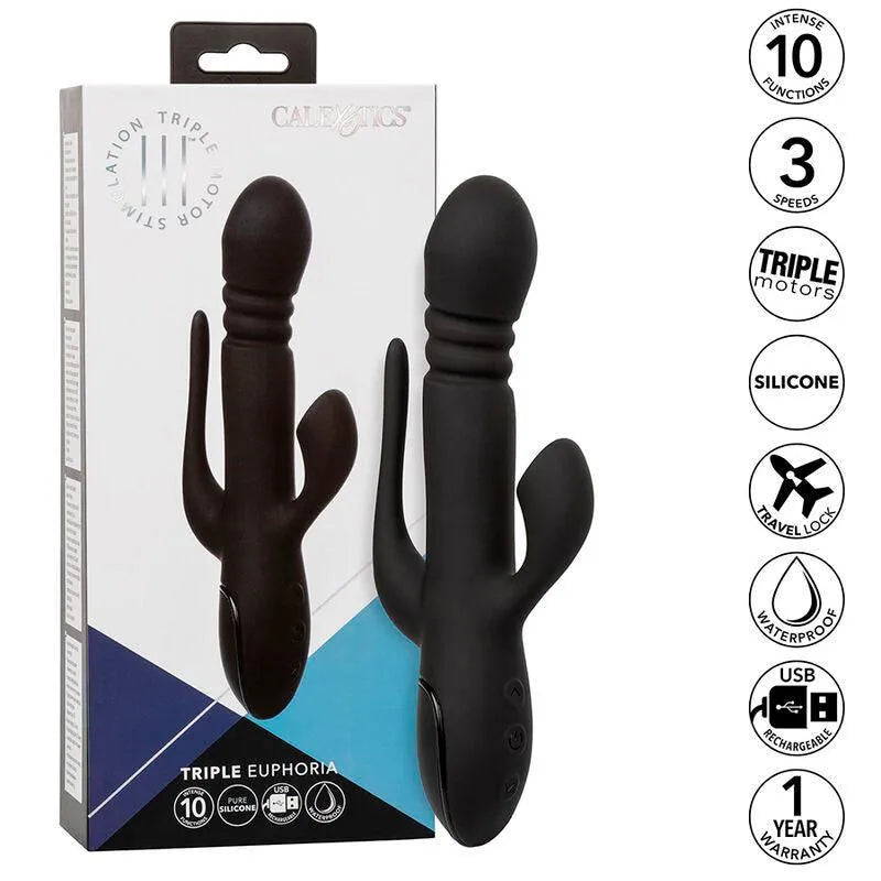 Vibromasseur Triple Action Silicone Étanche Rechargeable