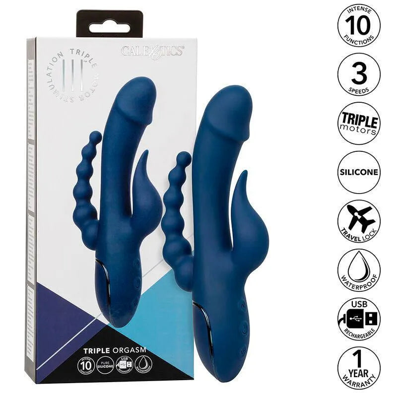 Vibromasseur Triple Action Silicone Étanche Rechargeable