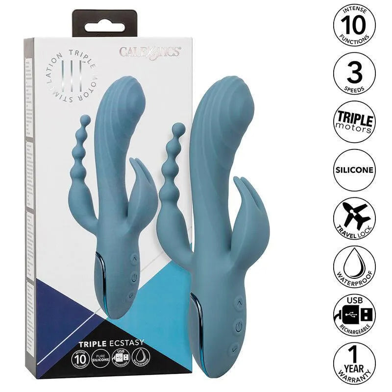 Vibromasseur Triple Action Silicone Étanche Rechargeable