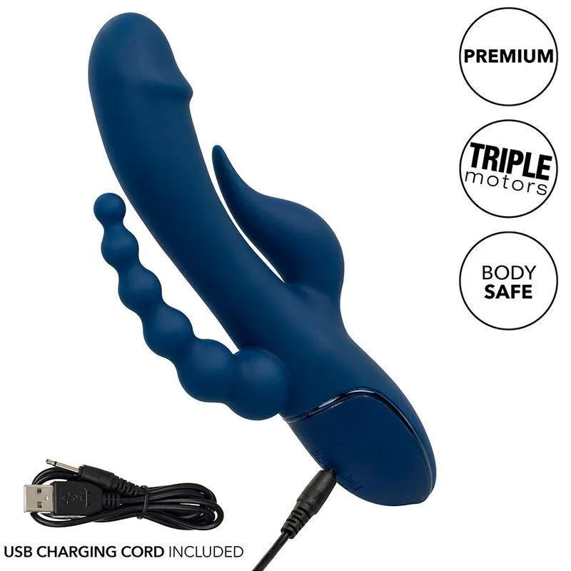 Vibromasseur Triple Action Silicone Étanche Rechargeable