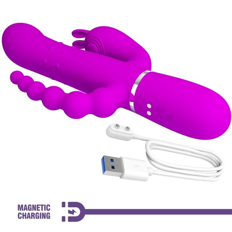 Vibromasseur Triple Stimulation Silicone Élégant