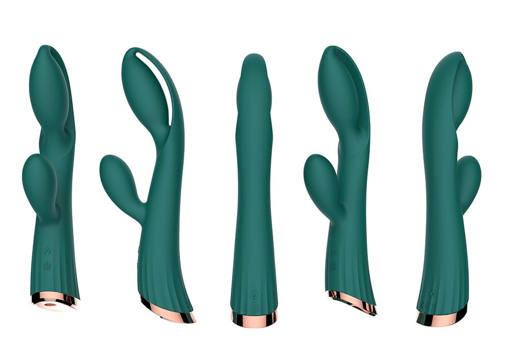 Vibromasseur vert avec stimulateur de clitoris LRIS USB - LRISGREEN