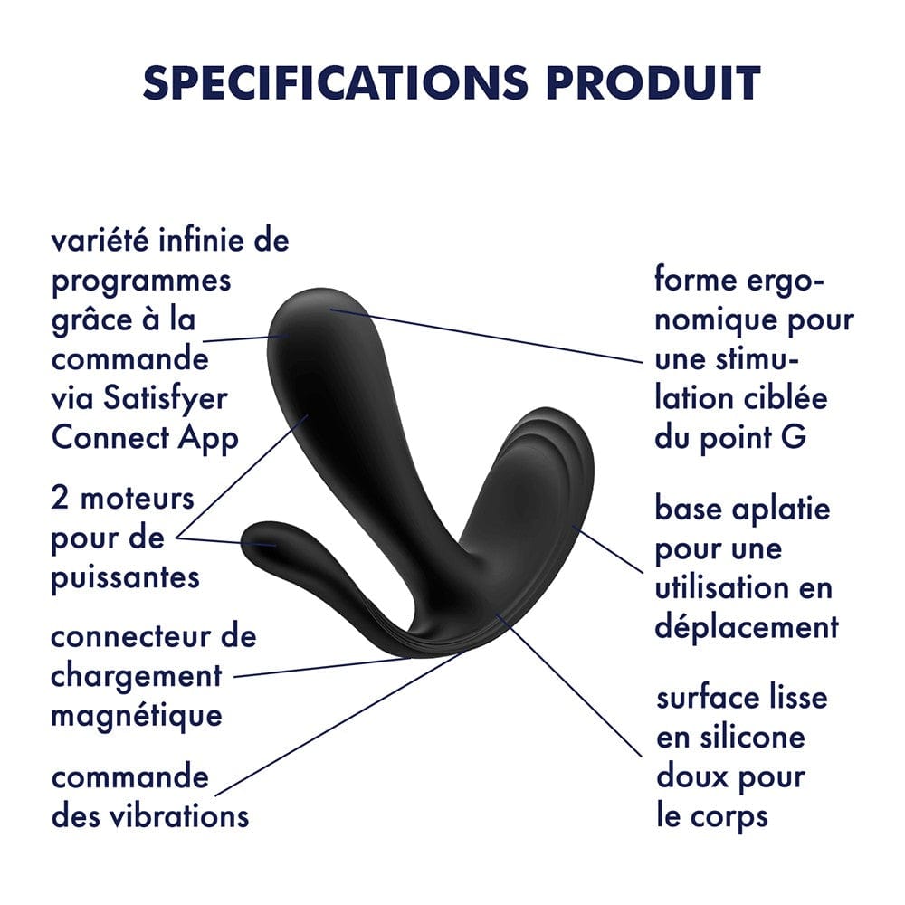 3 en 1 Vibromasseurs et stimulateur clitoridien noir connecté Top Secret + Satisfyer - CC597754