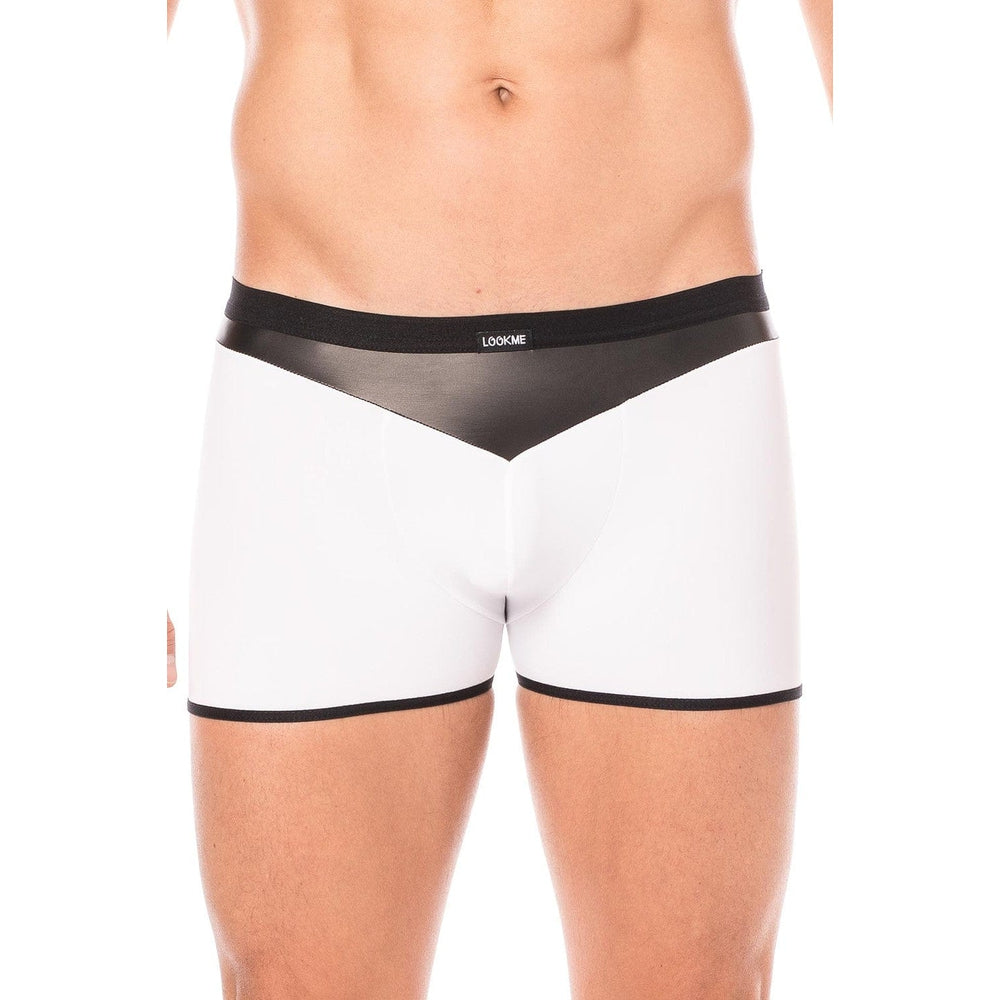 Boxer blanc simili cuir brillant - LM2001-67WHT