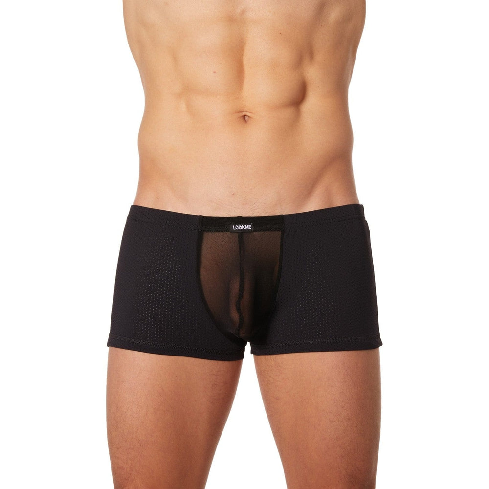 Boxer noir finement ajouré et transparence - LM905-67BLK