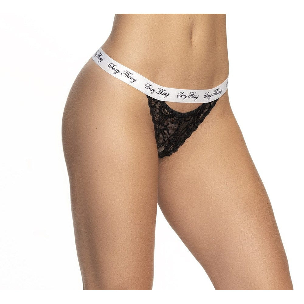 Culotte dentelle noir avec ceinture blanche imprimé - MAL118BKW