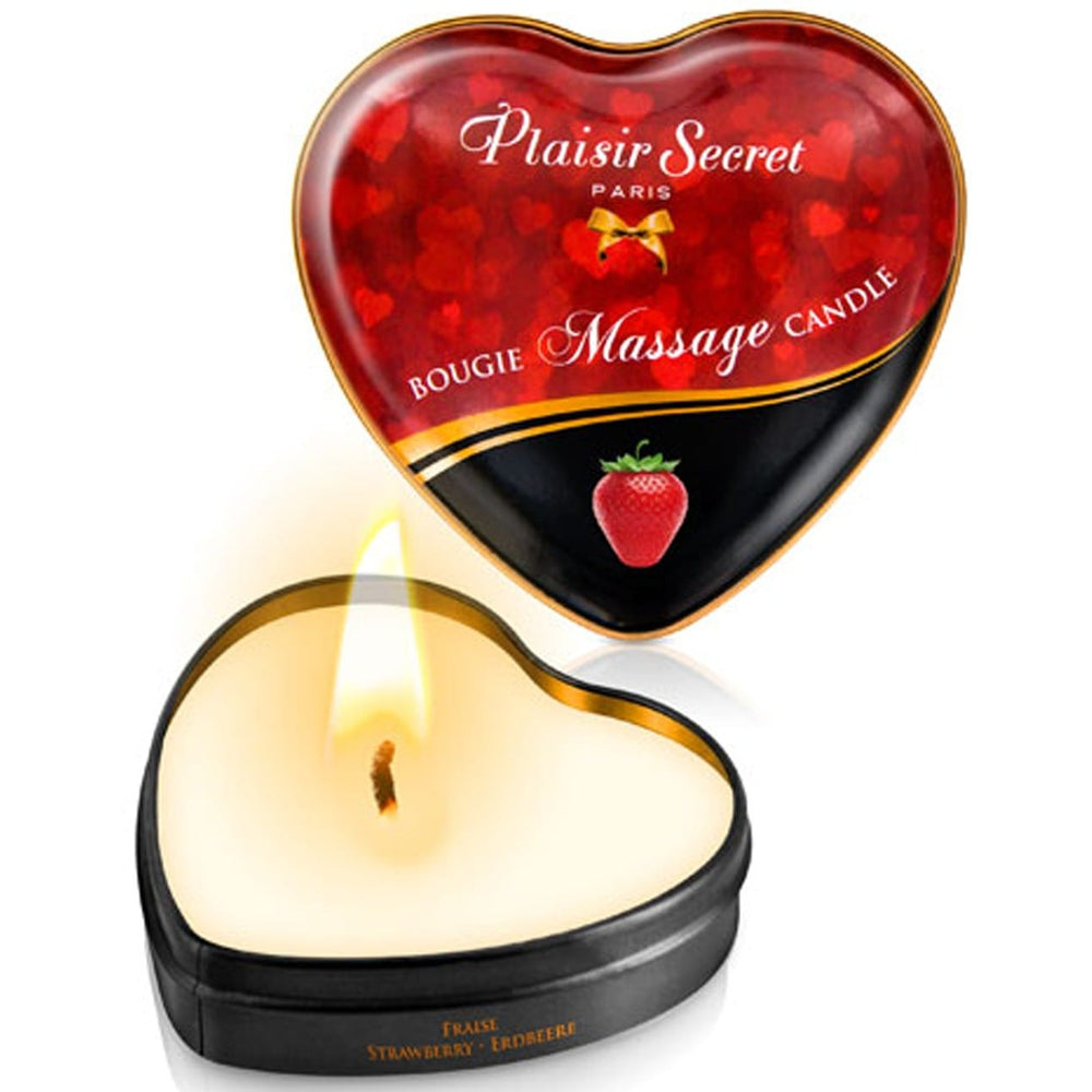 Mini bougie de massage fraise boite coeur 35ml - CC826064