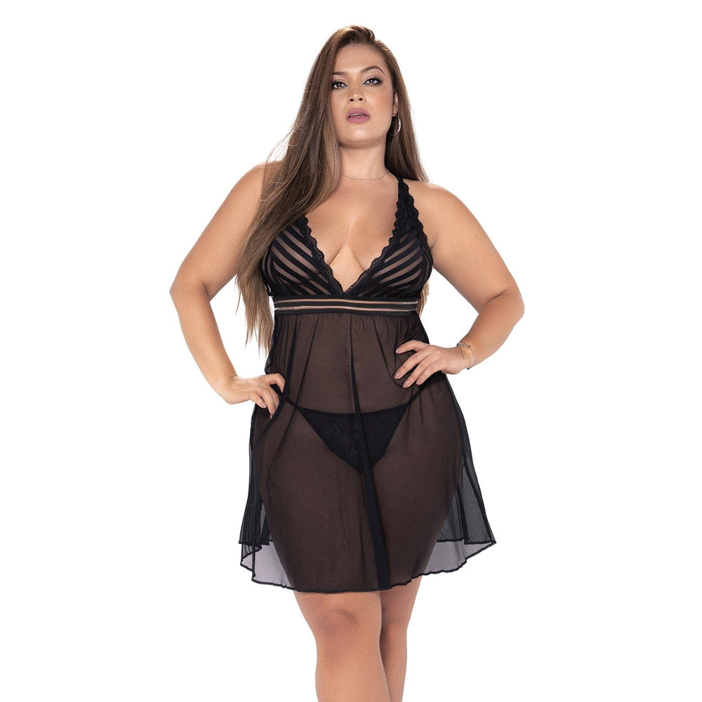 Nuisette dentelle noire grande taille - MAL7244XBLK