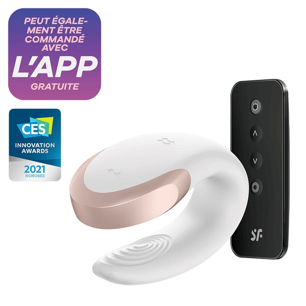 Vibromasseur connecté pour couple avec télécommande Double Love blanc Satisfyer - CC597715