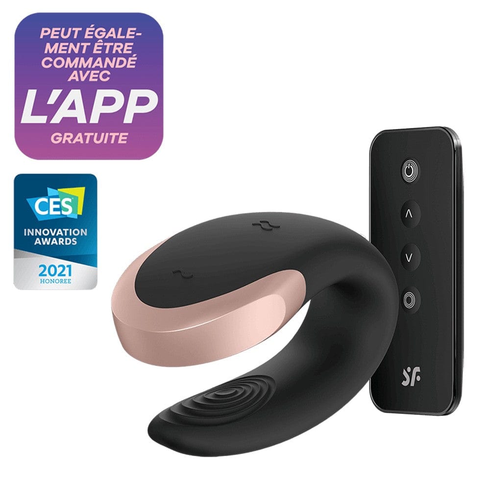 Vibromasseur connecté pour couple avec télécommande Double Love noir Satisfyer - CC597722